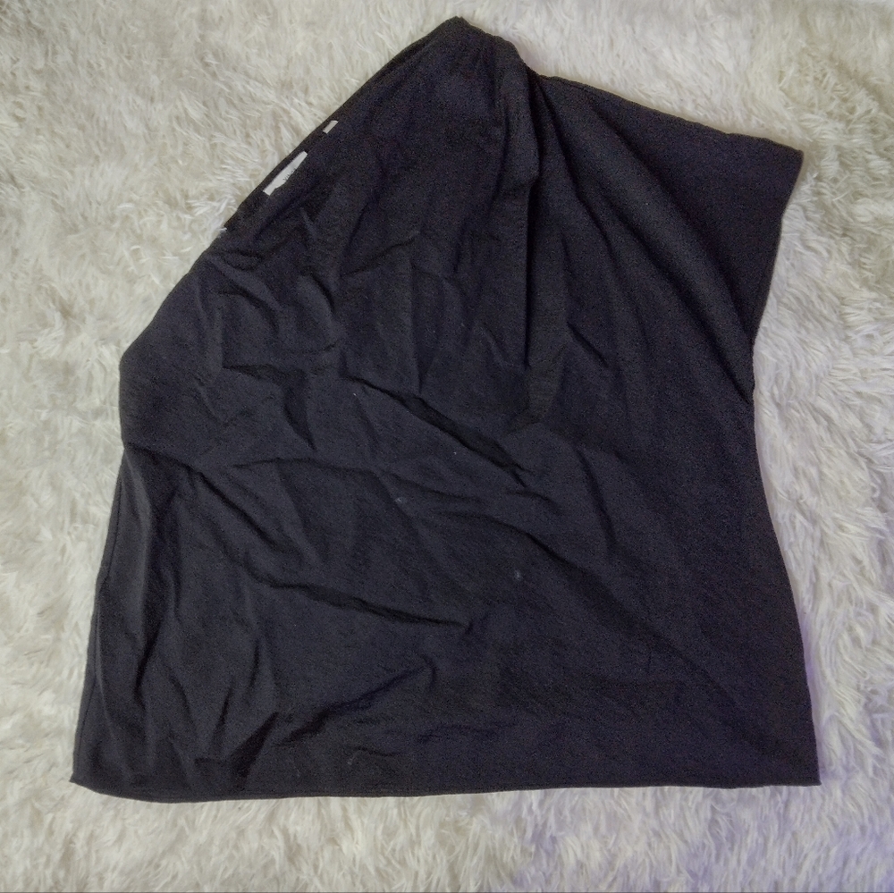 Vince Black Ruched One Shoulder Blouse Top Size L - Picture 3 of 7